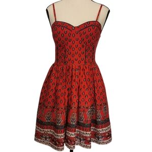 Band Of Gypsies Moissanite Fit & Flare Bustier Mini Dress in Red - Sz S